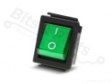 Switch rocker snap-in on/off rectangular green (0/1) DPST